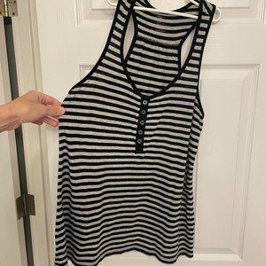 Gap Black & Grey striped racerback tank (Size L)